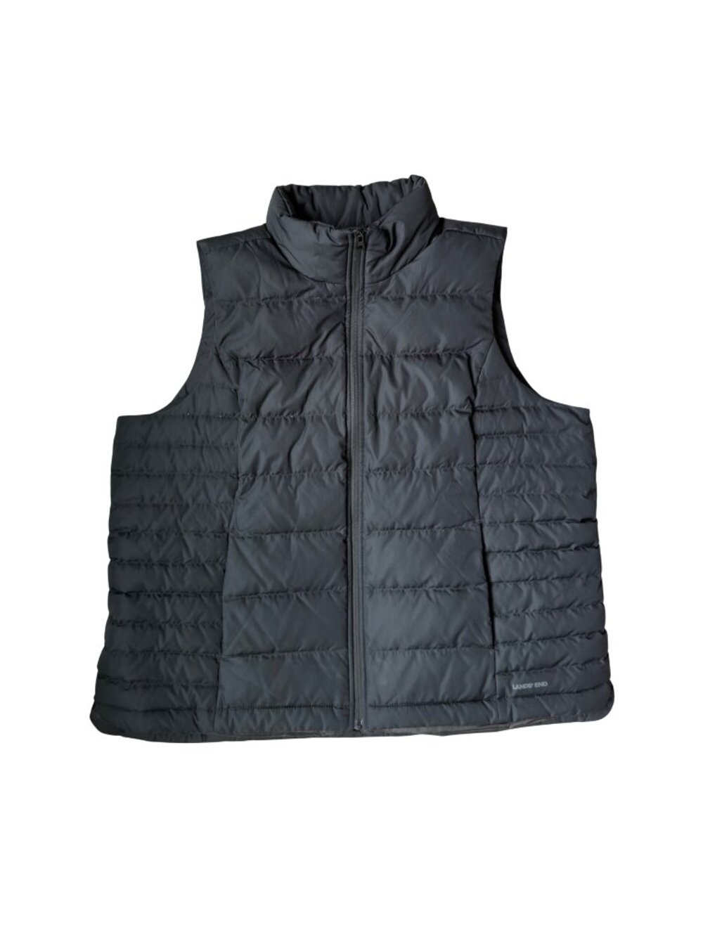 Lands End Vest Womens Size 1X Lightweight 600 Fill Down Black Puffer
